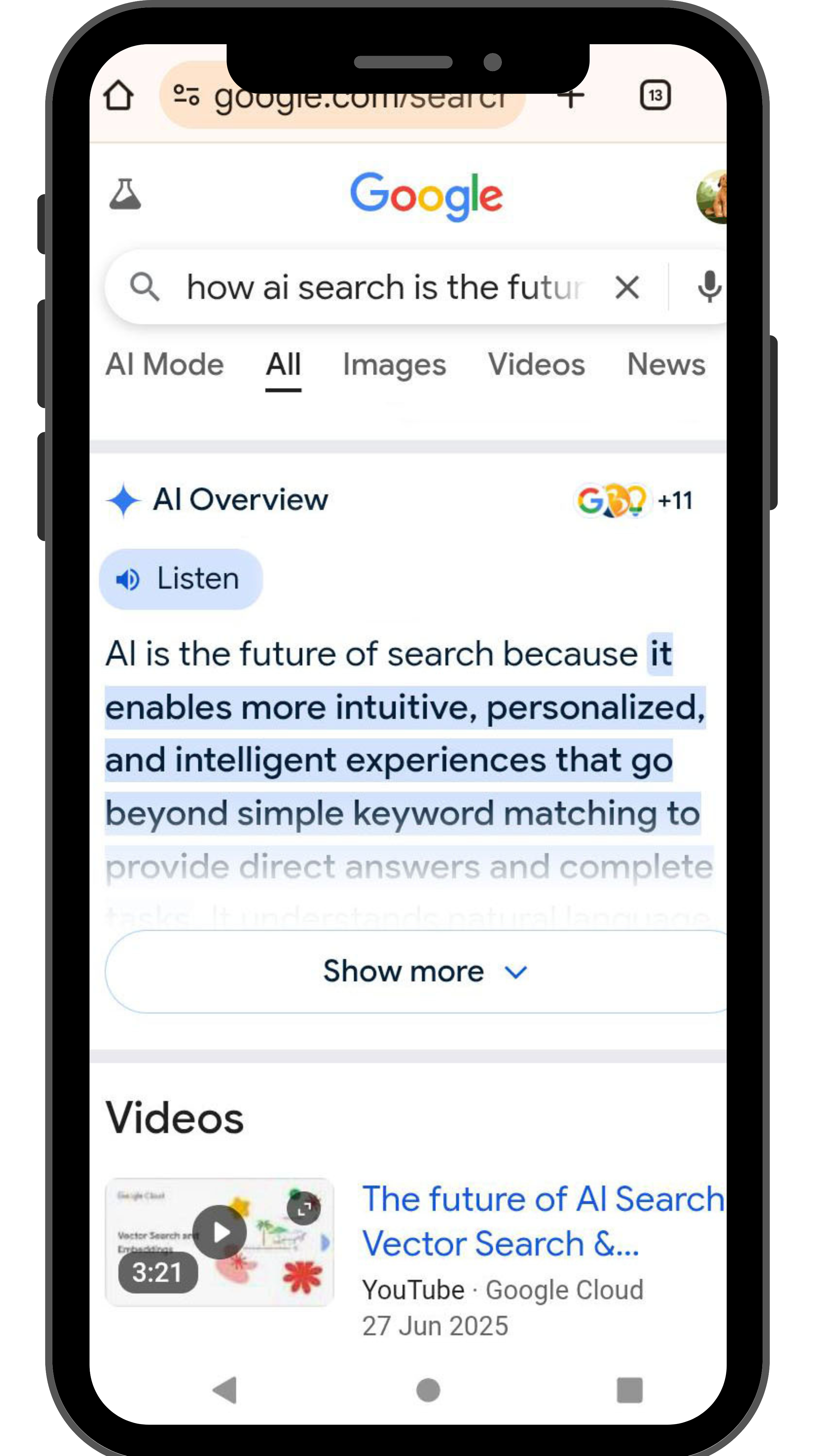 AI Search Mockup